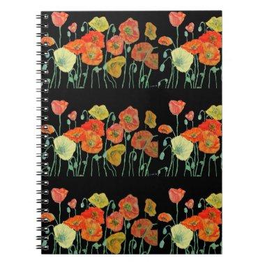 Orange Poppy Poppies Floral Flowers Notebook