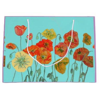 Orange Poppy Poppies Floral Watercolor Gift Bag