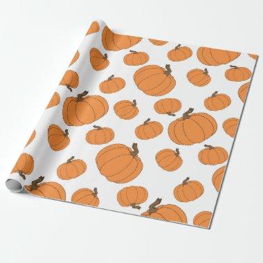 orange pumpkin pattern wrapping paper