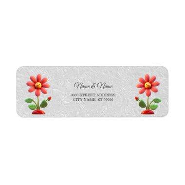 Orange Red Flower Return Address Label