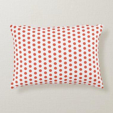 Orange Red Polka Dots White Custom Colors Girly Accent Pillow