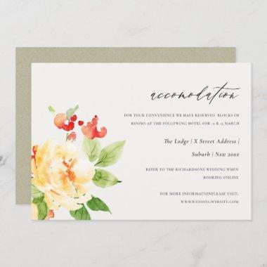 ORANGE RED ROSE WATERCOLOR FLORAL ACCOMMODATION Invitations