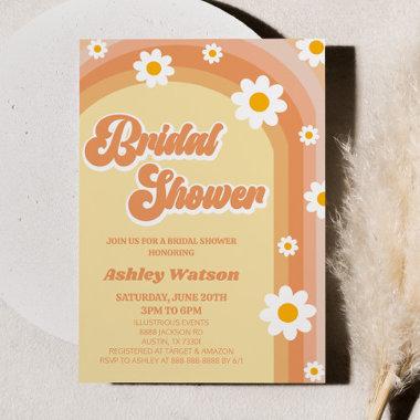 Orange Retro Daisy Flower Bridal Shower Invitations