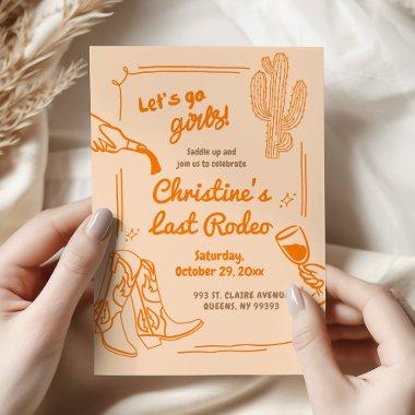 Orange Retro Last Rodeo Cowgirl Bachelorette Party