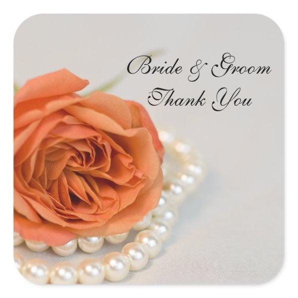 Orange Rose and Pearls Wedding Thank You Favor Tag