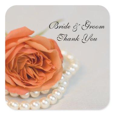 Orange Rose and Pearls Wedding Thank You Favor Tag