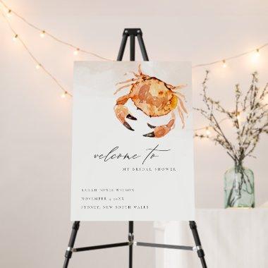 Orange Sand Coastal Crab Bridal Shower Welcome Foam Board