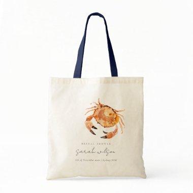 Orange Sand Coastal Crab Nautical Bridal Shower Tote Bag