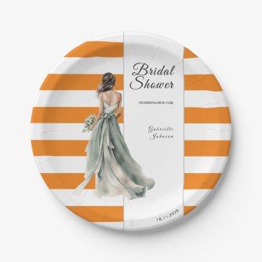 Orange Stripes Watercolor Vibrant  Paper Plates