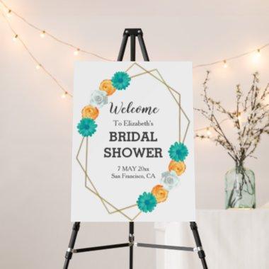 Orange Teal Floral Geometric Bridal Shower Foam Board