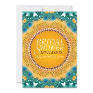 Orange Teal Satin Sparkle  Invites