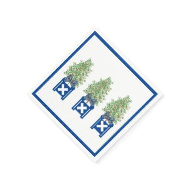 Orange tree Topiary Blue Chinoiserie Napkins