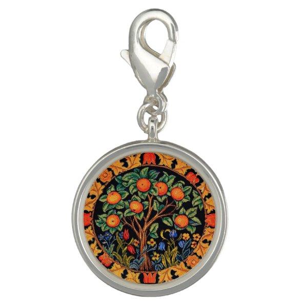 ORANGE TREE WITH GREEN LEAVES,FLOWERS CHARM