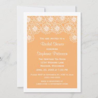 Orange Whimsical Daisies Bridal Shower Invite