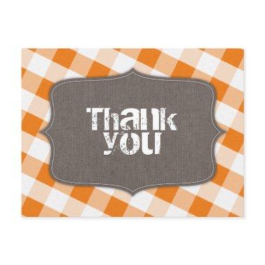 Orange & White Gingham Canvas Thank You PostInvitations