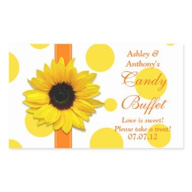 Orange Yellow Sunflower Polka Dots Candy Buffet Rectangular Sticker