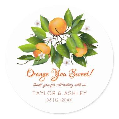 Orange You Sweet Fruit | Wedding Classic Round Sticker