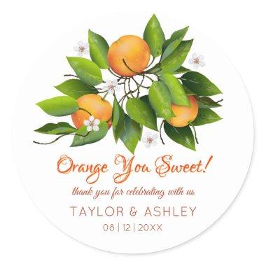 Orange You Sweet Fruit | Wedding Classic Round Sticker