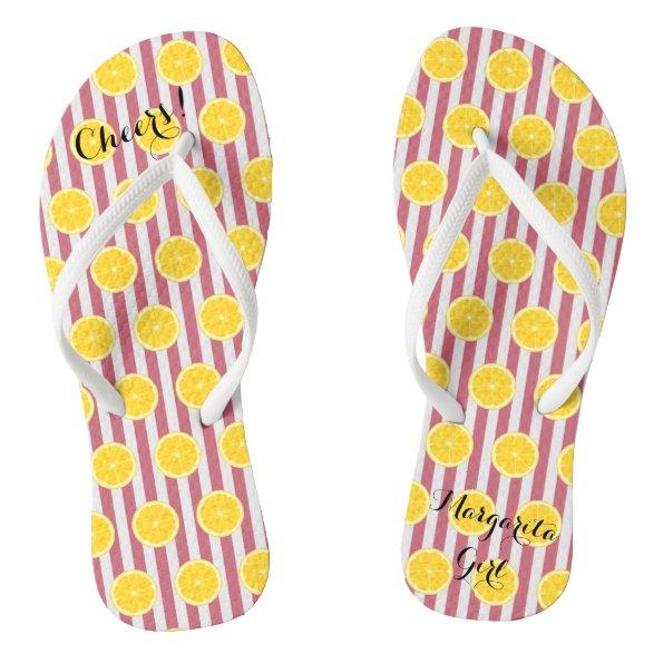 Oranges And Nantucket Red Fiesta Party Flip Flops