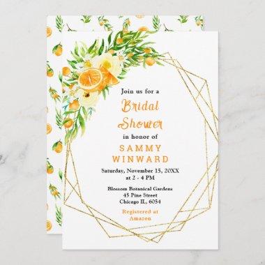 Oranges Citrus Bridal Shower Invitations