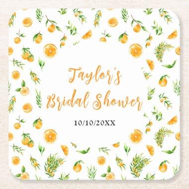 Oranges Citrus  Square Paper Coaster