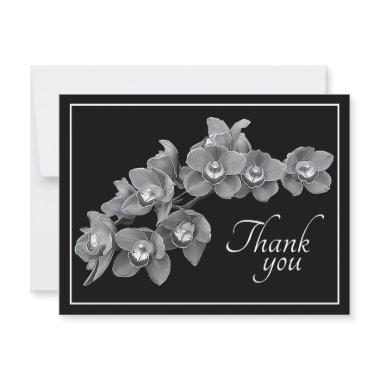 Orchid Flower Black/White Black Backdrop Thank You Post