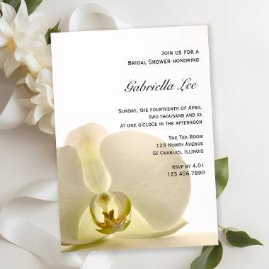 Orchid Flower on White Bridal Shower Invitations
