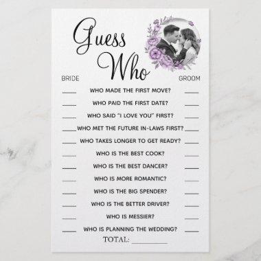 Orchid Guess Who Bridal shower game Invitations Flyer