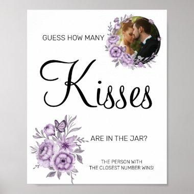 Orchid How many kisses Bridal shower game sign