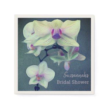 Orchid On Blue Custom Bridal Shower Napkins