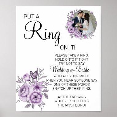 Orchid Put a Ring bridal shower game sign