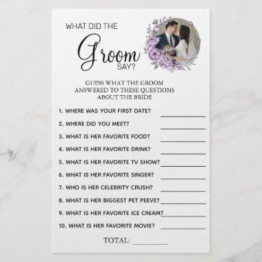 Orchid What groom say Bridal shower game Invitations Flyer