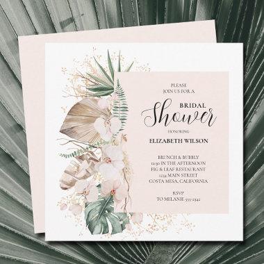 Orchids Palms Boho Bridal Shower Invitations