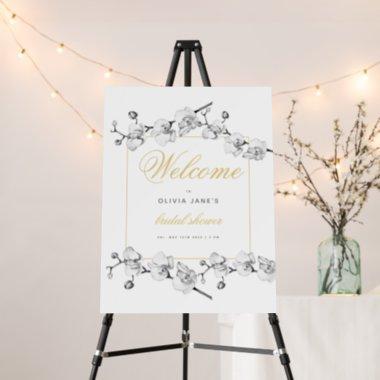 Orchids Wreath Floral Bridal Shower Welcome Sign
