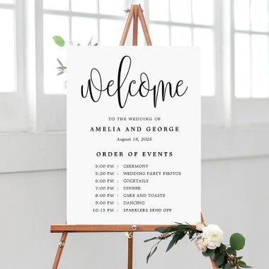 Order of Events EDITABLE COLOR Lovely Calligraphy Faux Canvas Print