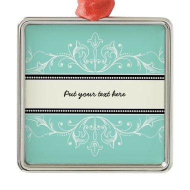 Ornamental border eggshell blue white ornament
