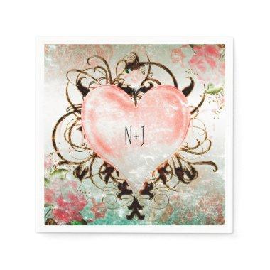 Ornamental Elegant Floral Vintage Heart Party Napkins
