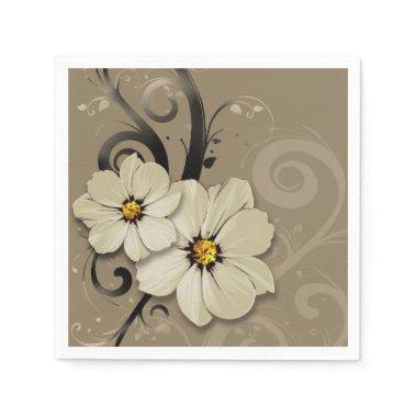 Ornate Floral Flourish | taupe Napkins