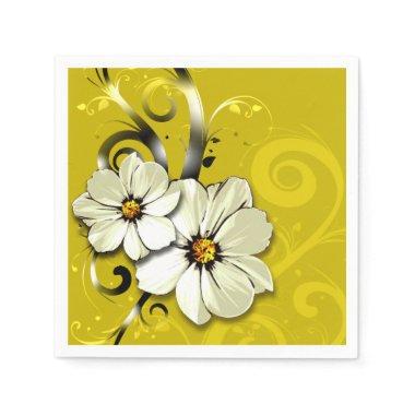 Ornate Floral Flourish | yellow Paper Napkins