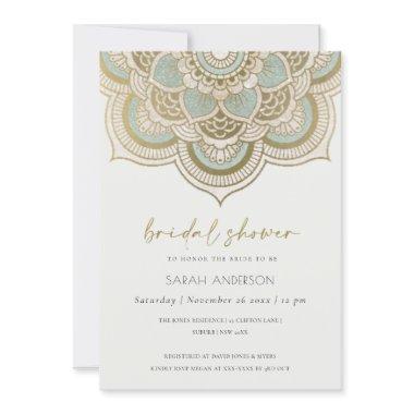 Ornate Gold Teal Mandala  Invite