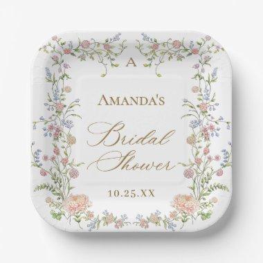 Ornate Grace Pastel Blush Floral  Paper Plates