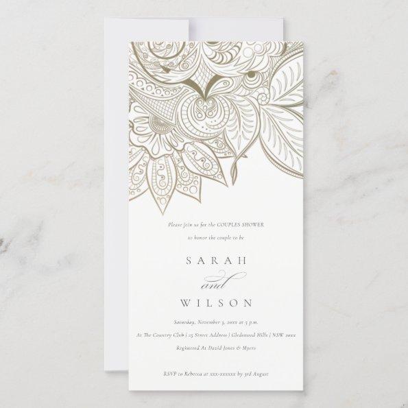 Ornate Paisley Ivory Gold Couples Shower Invite