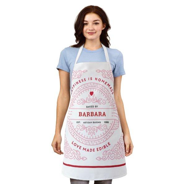 Ornate PINKS Scroll Love Made Edible Hipster Lines Apron