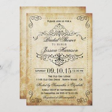 Ornate Swirl Vintage Bridal Shower Invitations