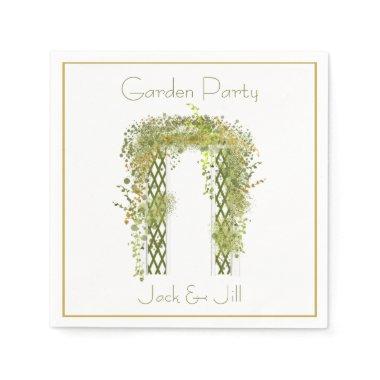 Ornate Trellis with Green and Gold Foliage Napkins