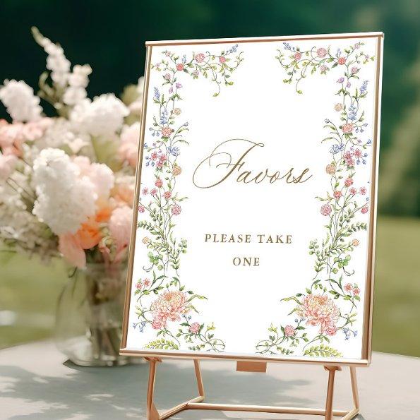 Ornate Victorian Grace Floral Favors Wedding Sign