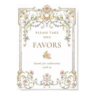 Ornate Victorian Grace Floral Favors Wedding Sign