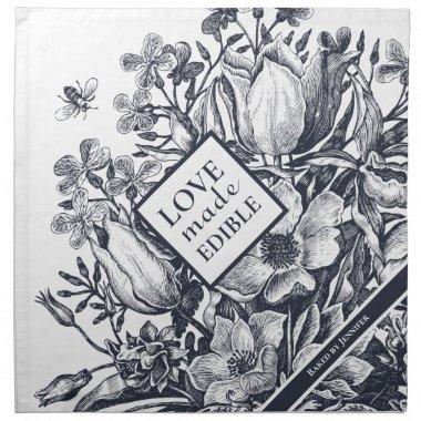 Ornate Vintage Floral NVY/WHT Artisan Dough Cover& Cloth Napkin