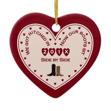 Our 1st Christmas Married Country Western Ceramic Ornament