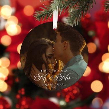 Our First Christmas As Mr & Mrs Custom Picture Ceramic Ornament